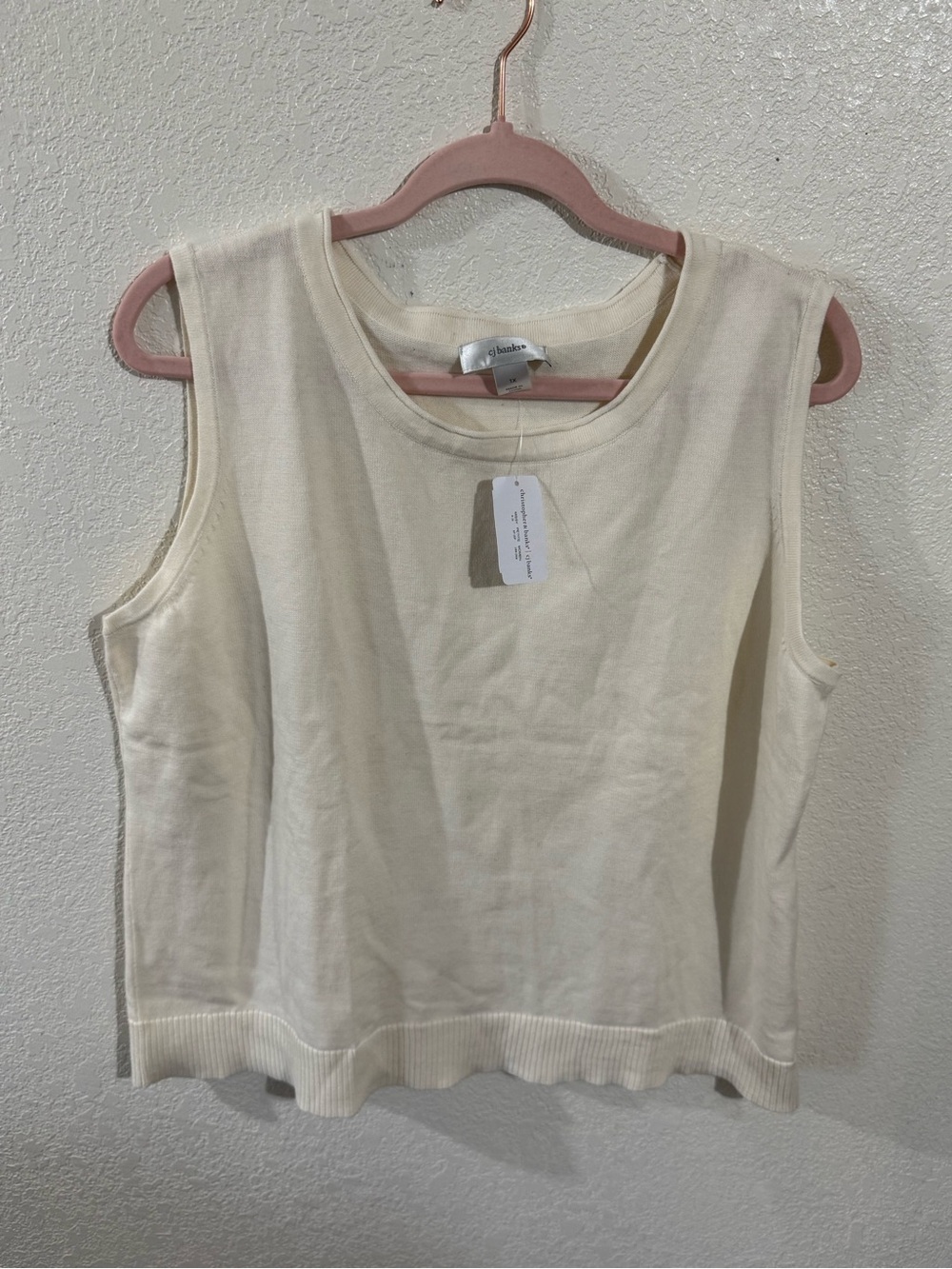 CJ Banks Ivory Crewneck Knit Top